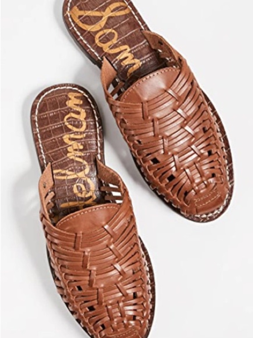 Sam Edelman Tan Brown Woven Leather Mules huaraches